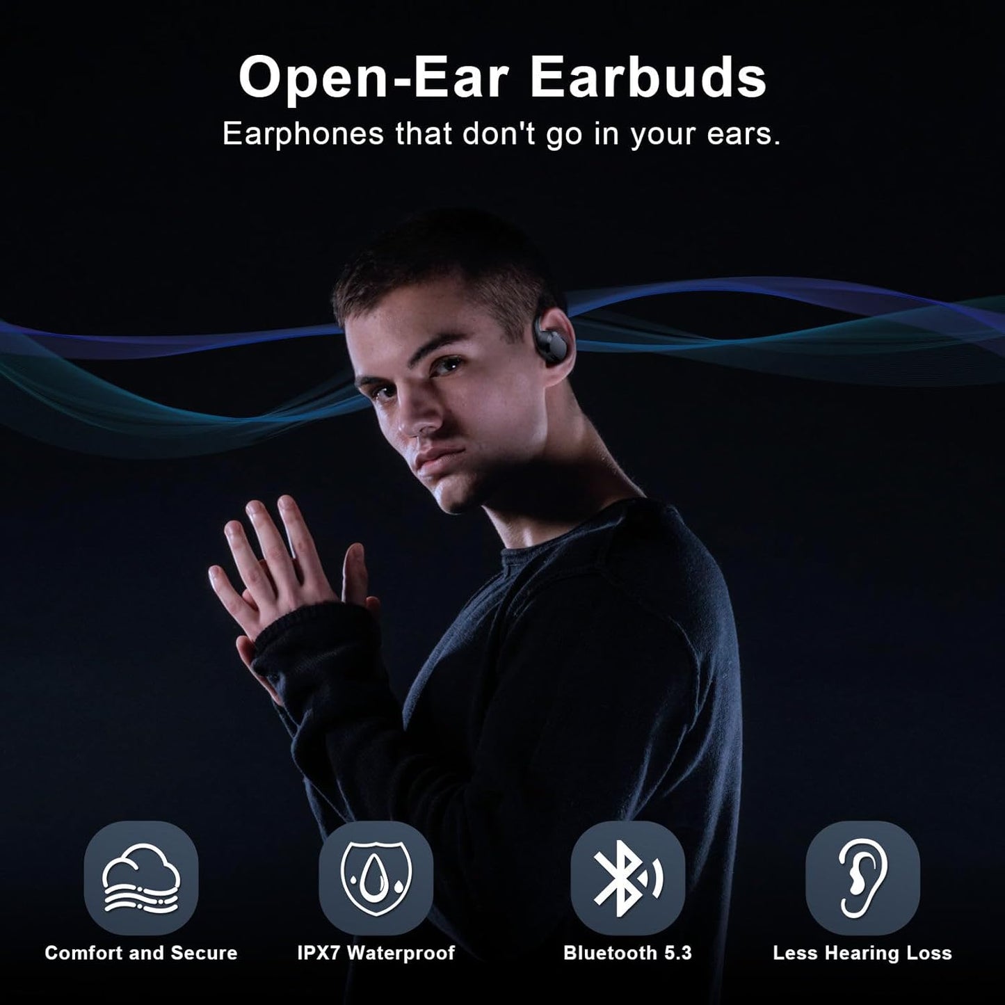 TTQ Open-Ear IPX7 Waterproof Bluetooth 5.3 Earbuds