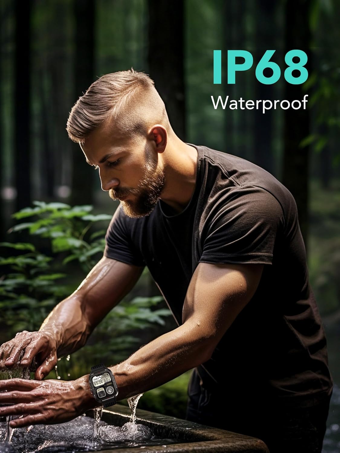 SKG R8 Military Smartwatch – Alexa on Wrist, Rugged IP68, 100+ Sports Modes