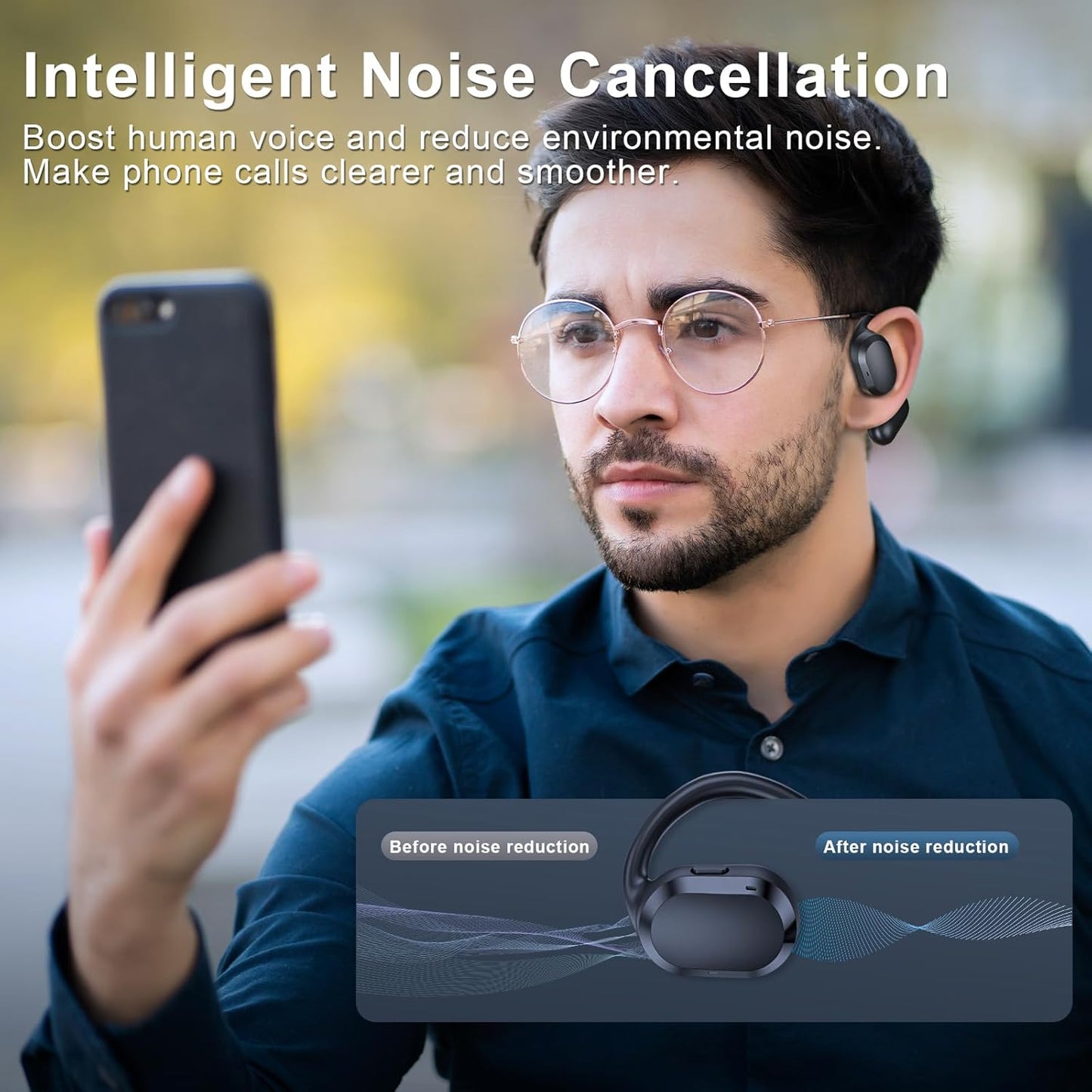 TTQ Open-Ear IPX7 Waterproof Bluetooth 5.3 Earbuds
