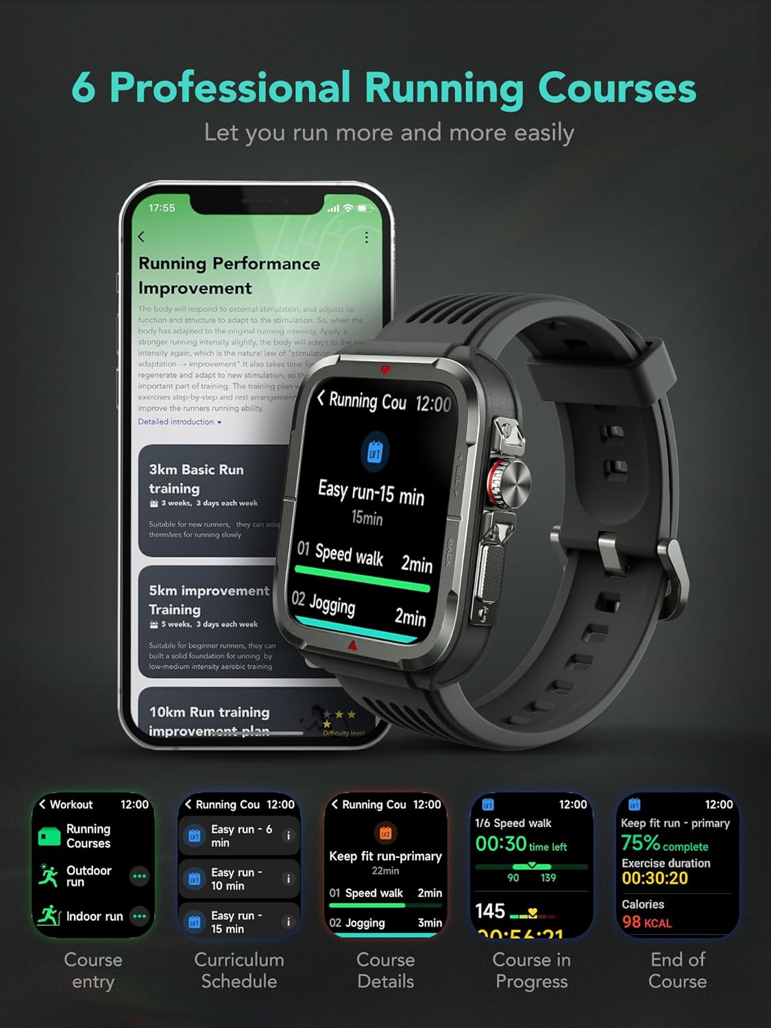 SKG R8 Military Smartwatch – Alexa on Wrist, Rugged IP68, 100+ Sports Modes