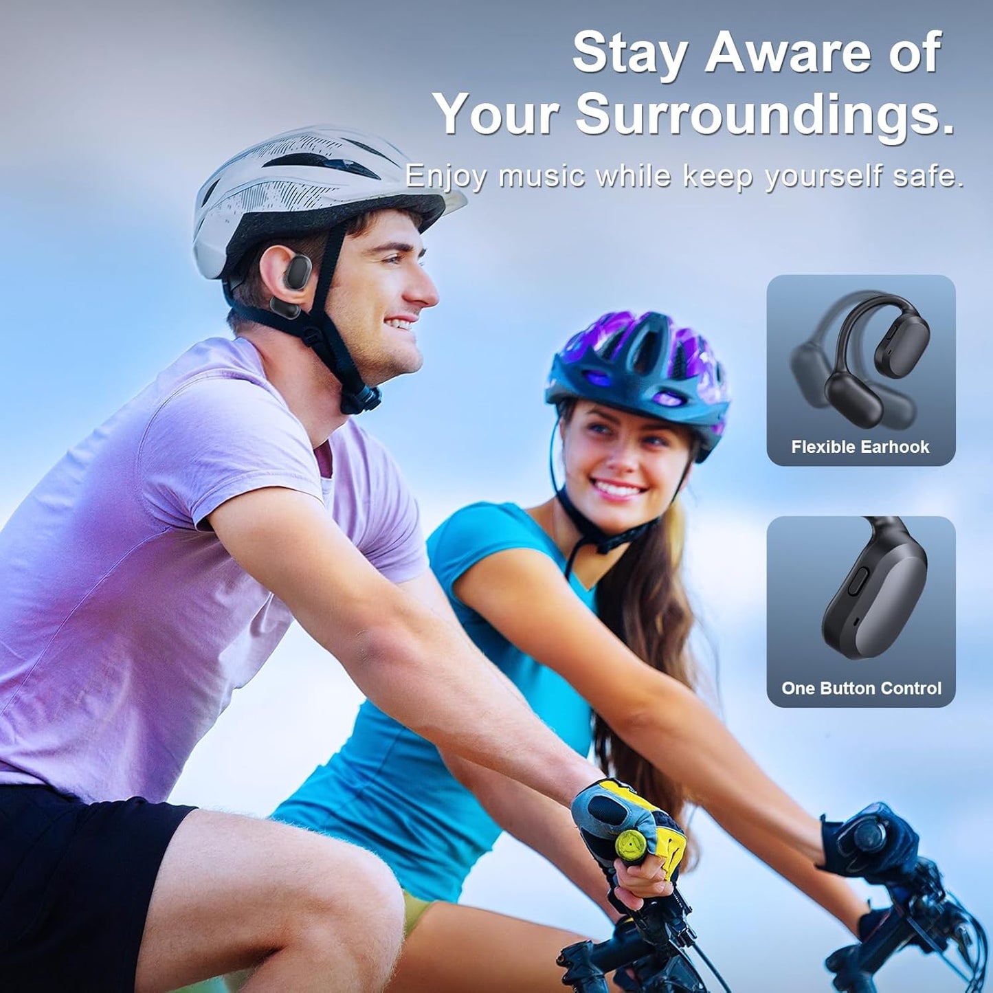 TTQ Open-Ear IPX7 Waterproof Bluetooth 5.3 Earbuds