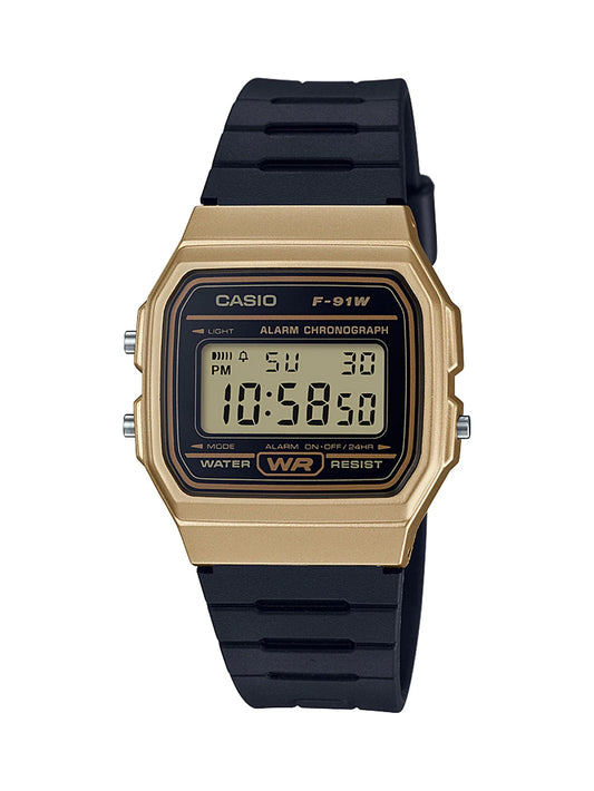 Casio Men's 'Classic' Quartz Metal and Resin Casual Watch, Color:Black (Model: F)
